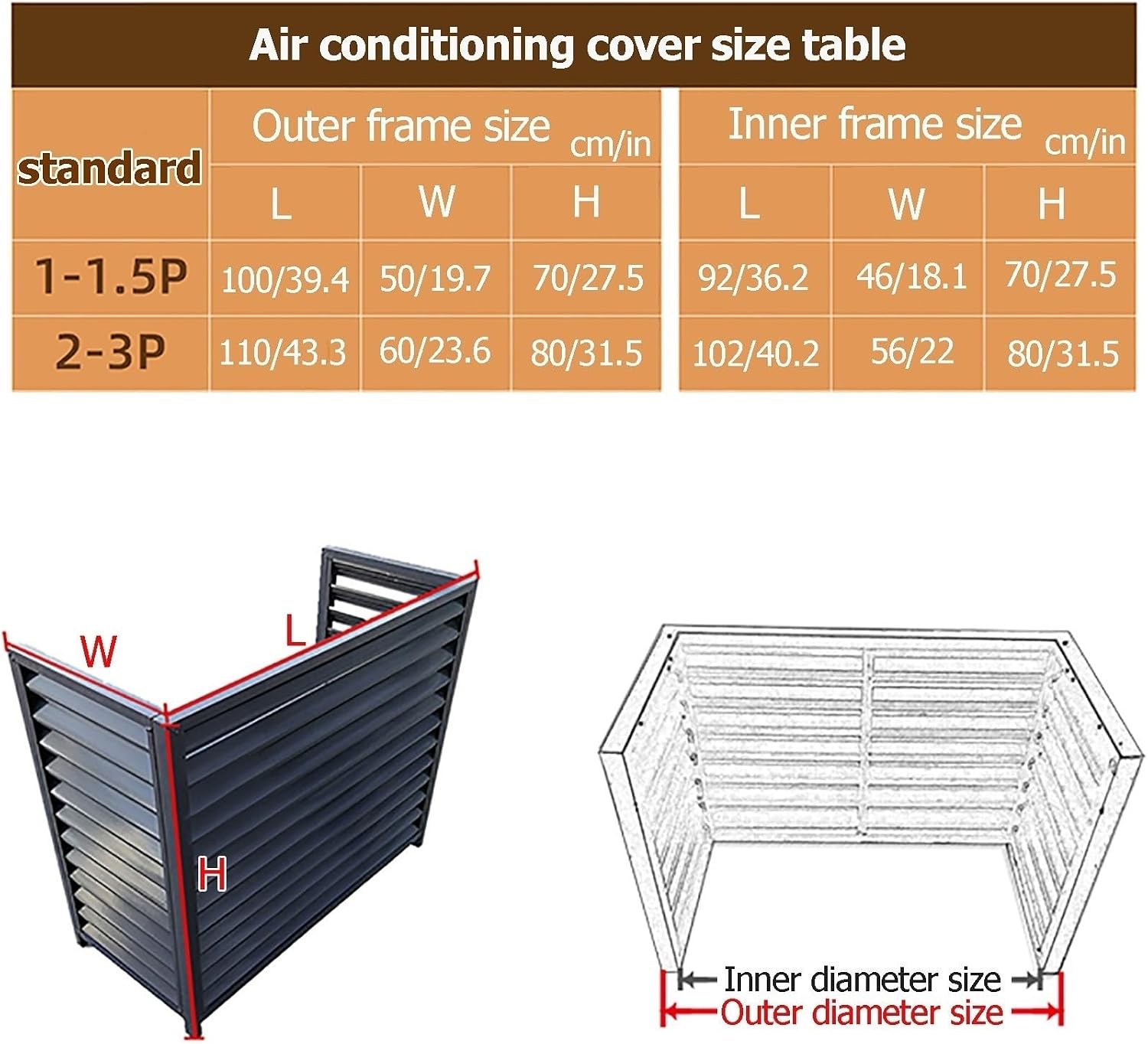  Housse En Aluminium Pour Climatiseur – Clôture Décorative D'extérieur Pour Unités De Climatisation – Protection De Radiateur Dissimule Et Protège Votre Unité (gris, 110 X 60 X 80 Cm)