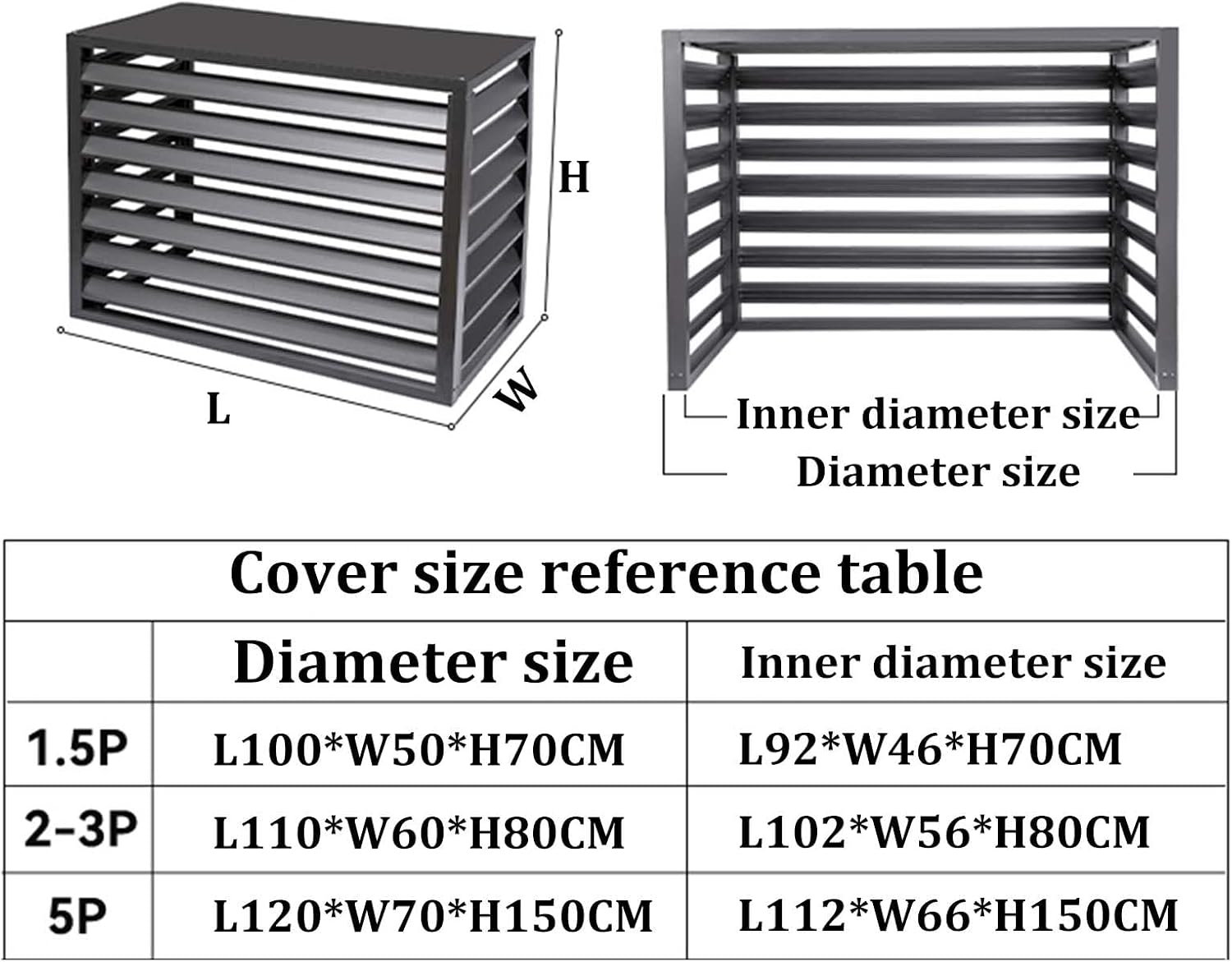 GENERIC Housse En Aluminium Pour Unité De Climatisation - Protection Extérieure Décorative Résistante Aux Intempéries Pour Climatiseurs Centraux - Boîtier Autonome Pour Ordures Ou équipements CVC