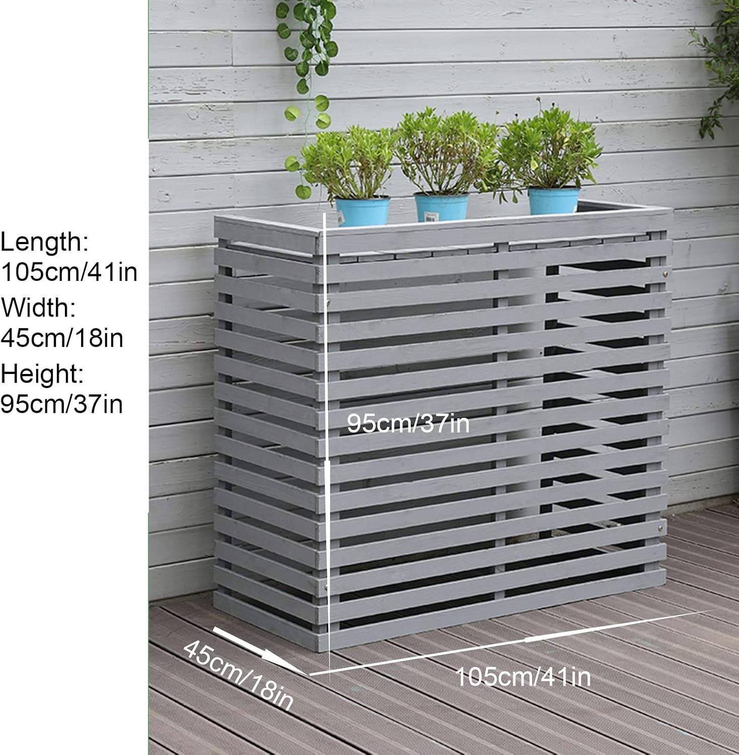  Housse En Bois Pour Climatiseur – Protection Extérieure Pour Climatiseurs Et Pompes à Chaleur – Clôture élégante Pour Dissimuler Le Climatiseur, Idéale Pour Une Utilisation En Extérieur