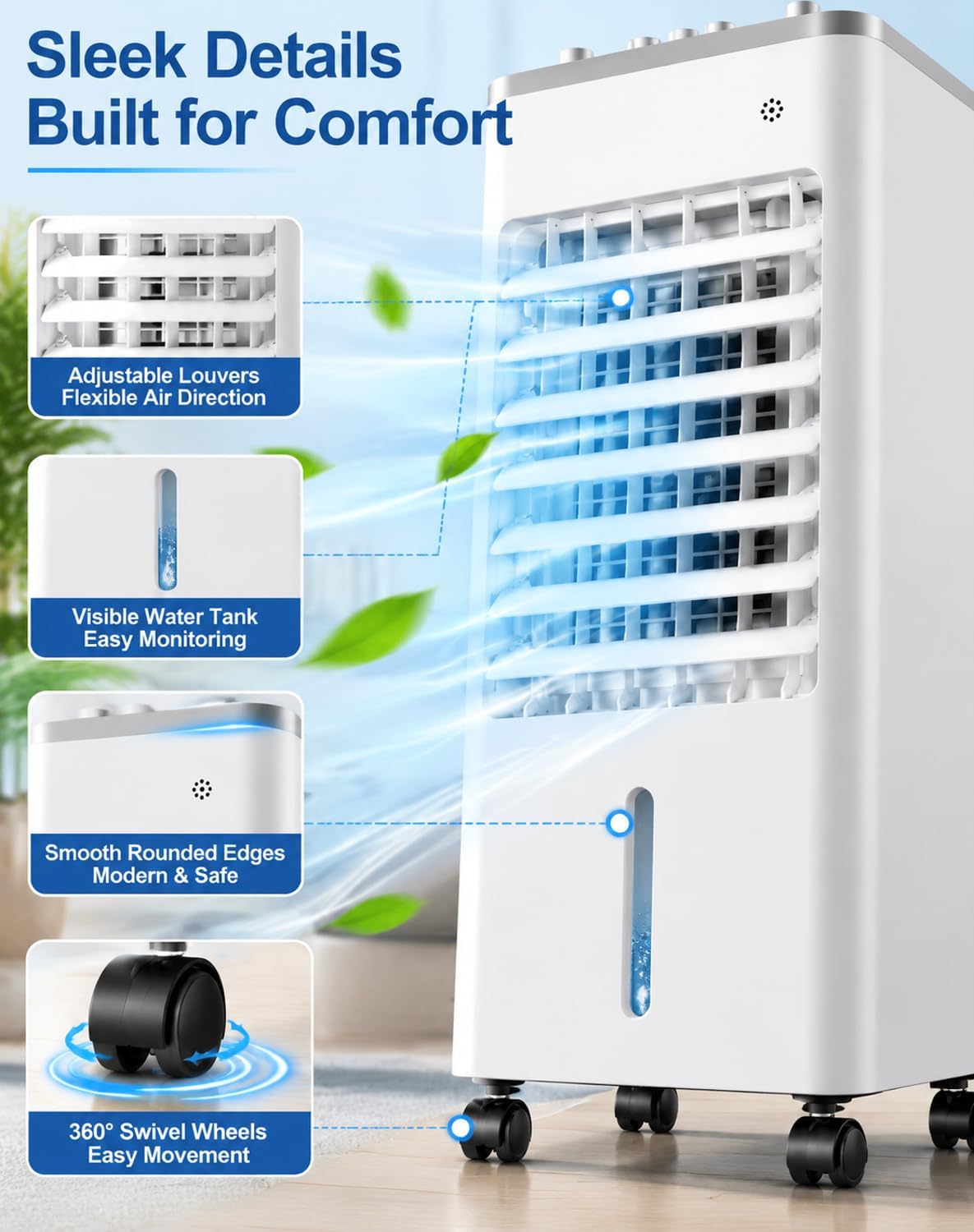  Freshone Climatiseur Sans Tuyau Portable Silent Cooling Unit