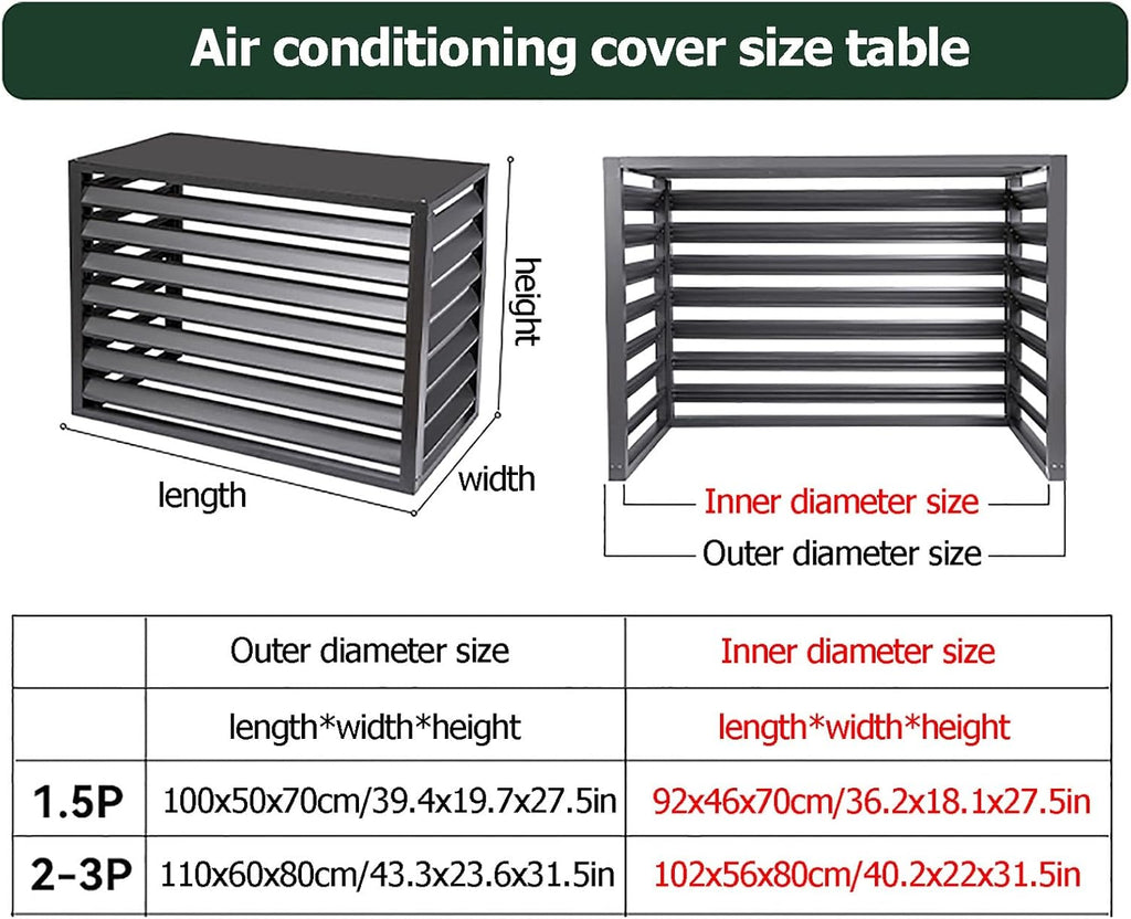GENERIC Housse De Climatiseur En Aluminium Et Extérieur – Support Décoratif Pour Unités De Climatisation Et Pompes à Chaleur – Boîtier De Poubelle Autoportant – Protection Contre Les Intempéries Pour Les