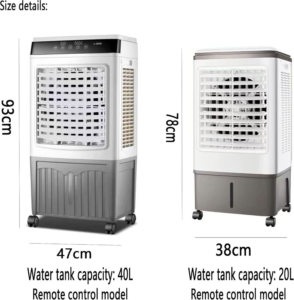 GENERIC Ventilateur De Refroidisseur D'air évaporatif Portable De 40L Avec Télécommande, Modes 3 Vitesses, Heureuse Et Roues De 7.5H, Humidificateur De Brime Silencieux Pour La Cuisine De Bureau De Chambre à