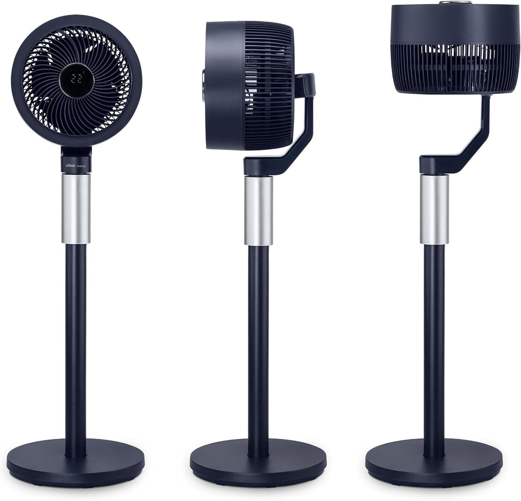  UFESA 3D50 Ventilateur De Circulation D'air Avec Oscillation 3D 360º, Multidirectionnel, 50W, 2 Hauteurs, 3 Vitesses, 3 Modes, 1m Haut, Télécommande, Minuterie, Écran LED, Nero