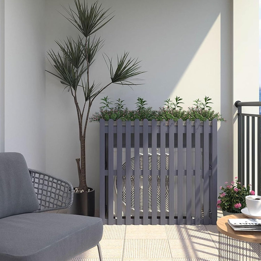GENERIC Housse De Pompe à Chaleur Extérieure – Boîtier De Climatiseur En Bois Résistant Aux Intempéries – Bouclier Décoratif Pour Unités Extérieures – Gris – 120 X 60 X 105 Cm – Accessoires De Jardin