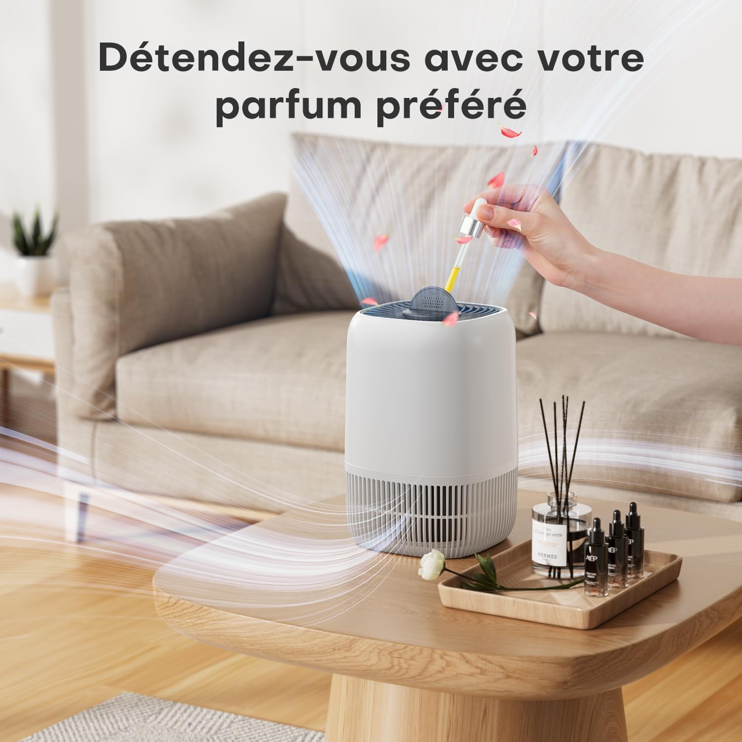  AROEVE Purificateur D'Air Avec Filtre HEPA H13 à 3 Étages, Pour Chambre 20m², Silencieux 22 DB & Économie D'Énergie 5W, Élimine Pollen Fumée Poils D'Animaux, Fonction Aromathérapie