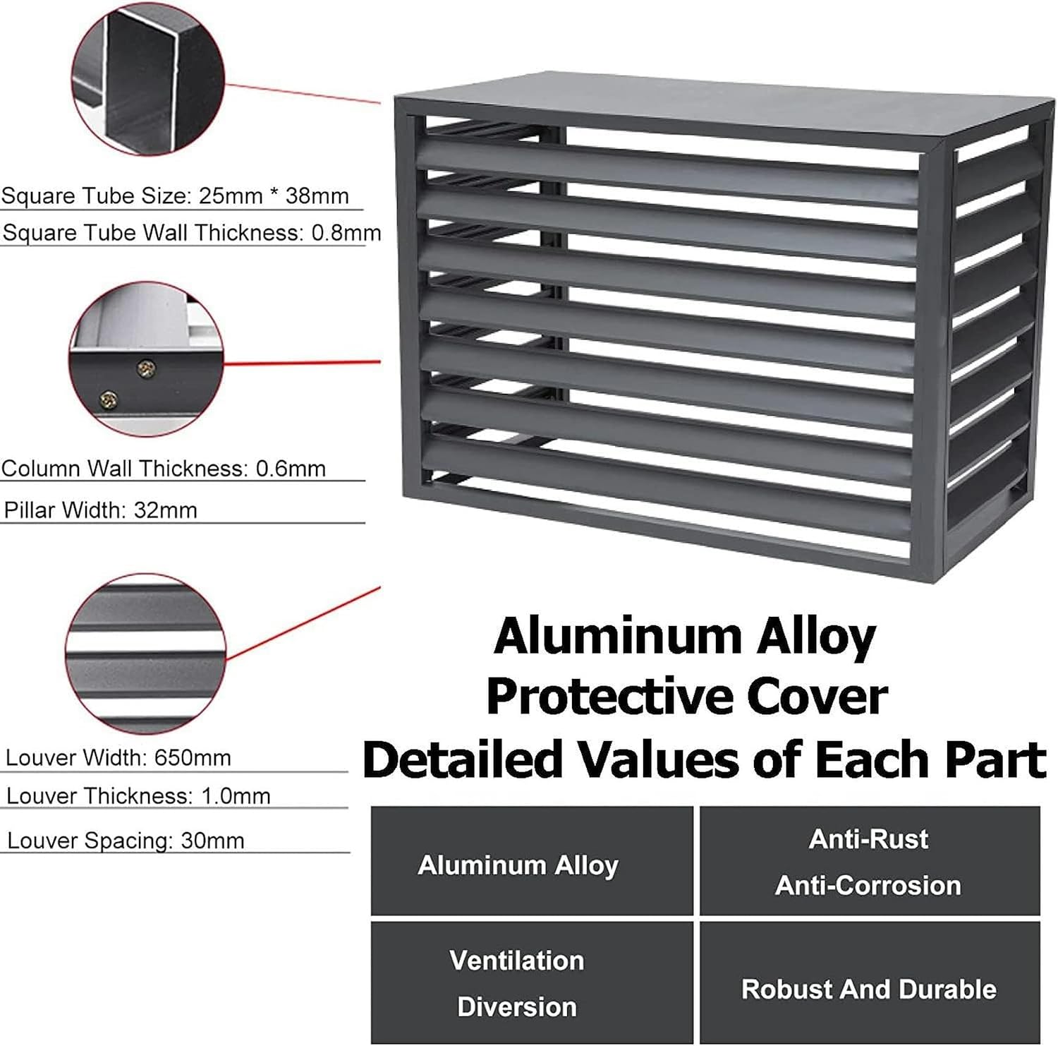  Housse De Protection Extérieure En Aluminium Pour Climatiseur, écran De Protection Et Support De Fleurs Pour Pompes De Piscine Et Grilles De Poubelle, Bouclier De Protect