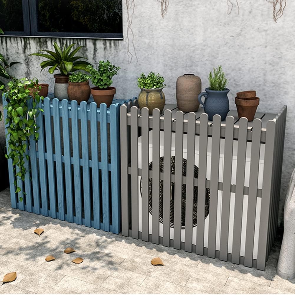 GENERIC Housse De Protection En Bois Pour Climatiseurs - 120 X 60 X 109 Cm - Bleu - Résistant Aux Intempéries - Élégant - Protection Extérieure - Pour Unités De Climatisation