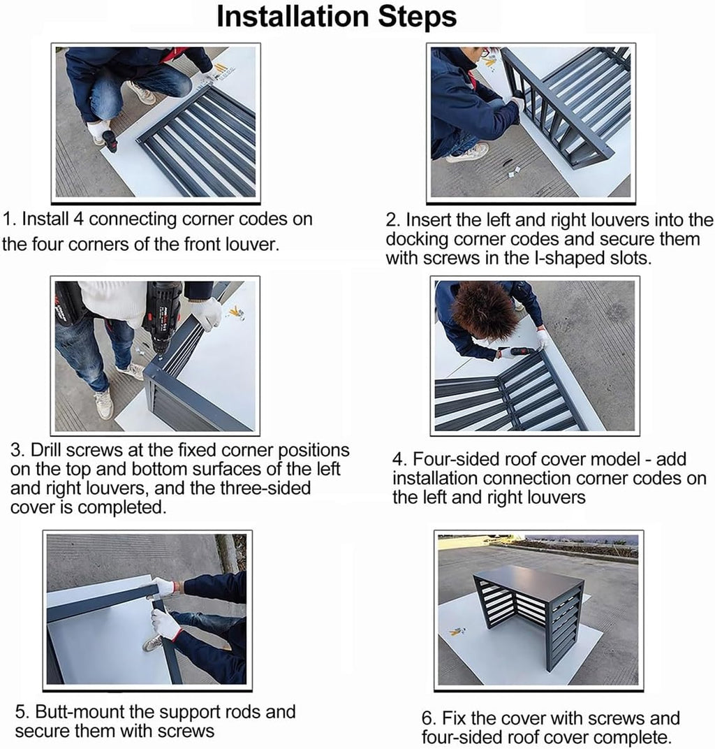  Lot De 2 Clôtures En Aluminium Pour Climatiseur, Protection Extérieure à Persiennes, Brise-Vue Décoratif, Résistant Aux Intempéries Et Antivol (Blanc, 110 X 60 X 80 Cm)