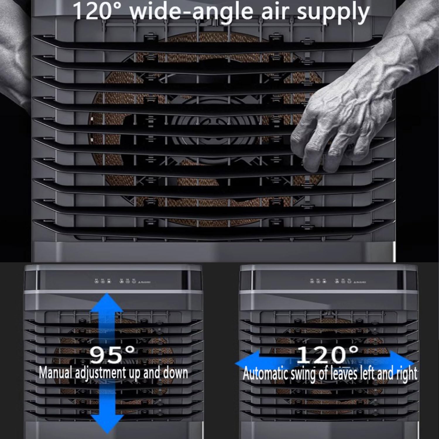 GENERIC Ventilateur De Refroidisseur D'air évaporatif Portable De 40L Avec Télécommande, Modes 3 Vitesses, Heureuse Et Roues De 7.5H, Humidificateur De Brime Silencieux Pour La Cuisine De Bureau De Chambre à