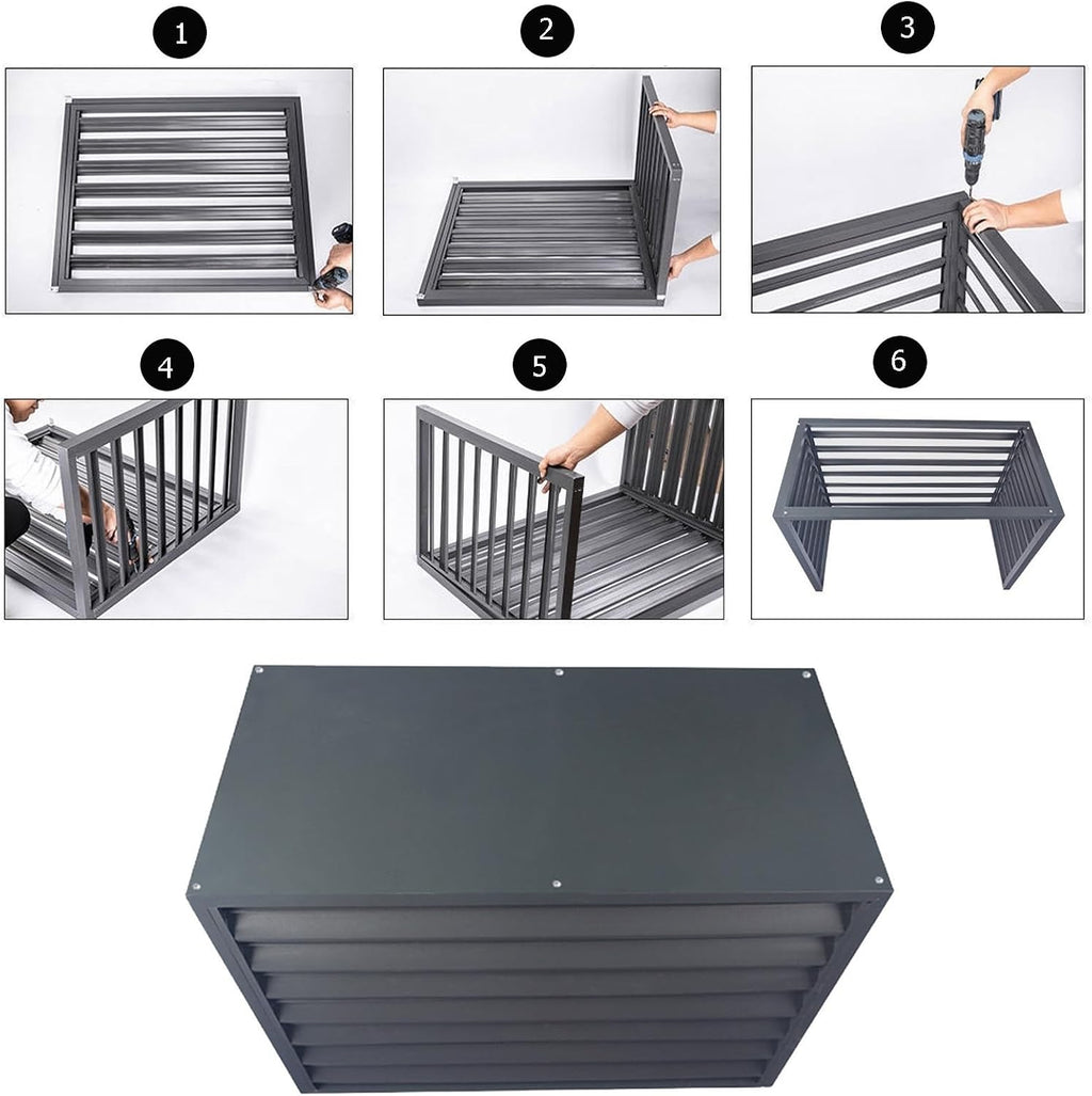 GENERIC Housse En Aluminium Pour Climatiseur – Protection De L'unité De Climatisation Extérieure – Clôture D'intimité – Protection Contre Les Intempéries Avec Condensateur (gris, 100 X 50 X 70 Cm)