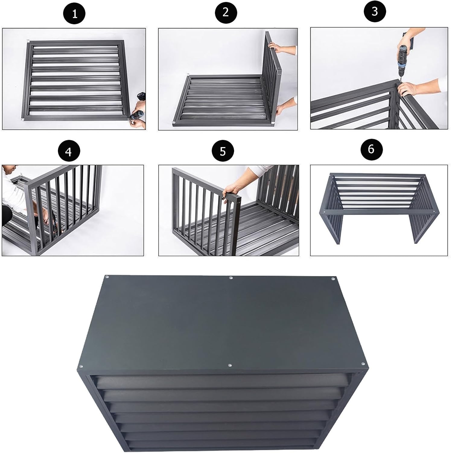 GENERIC Housse En Aluminium Pour Climatiseur – Protection De L'unité De Climatisation Extérieure – Clôture D'intimité – Protection Contre Les Intempéries Avec Condensateur (gris, 100 X 50 X 70 Cm)
