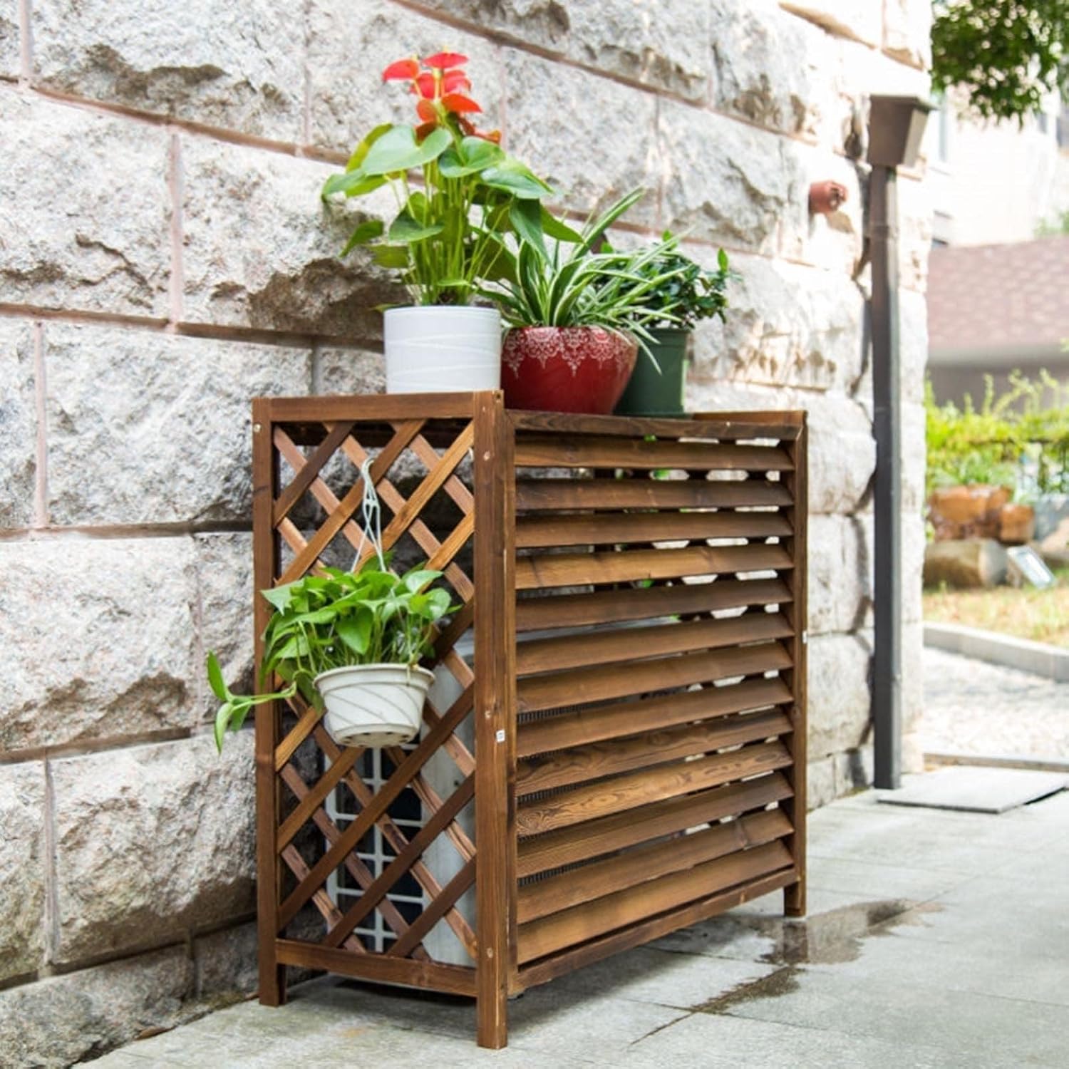 Couvercle En Bois Pour Climatiseur - Poubelle Multifonction - Pot De Fleurs - Séparateur D'espace - Accessoire De Climatisation - Décoration D'intérieur élégante - Design En Bois Durable