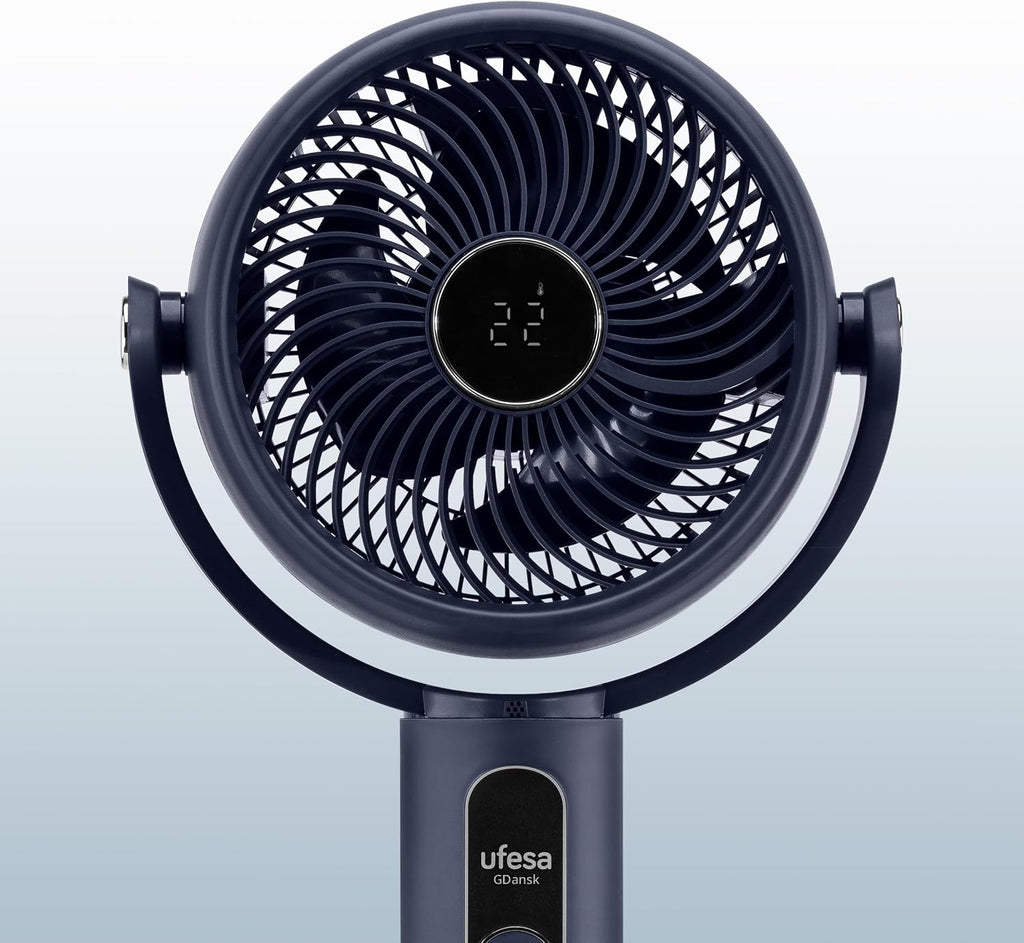  UFESA 3D50 Ventilateur De Circulation D'air Avec Oscillation 3D 360º, Multidirectionnel, 50W, 2 Hauteurs, 3 Vitesses, 3 Modes, 1m Haut, Télécommande, Minuterie, Écran LED, Nero