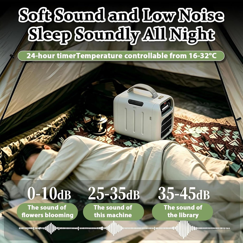  Climatiseur Mobile Sans Évacuation Et Climatiseurs Portables Minuterie 24H Pour 5-13㎡ Idéal Pour Le Sommeil De Nuit Et La Détente En Tente Cooling&HeatingwithSpeakerVersion-220V