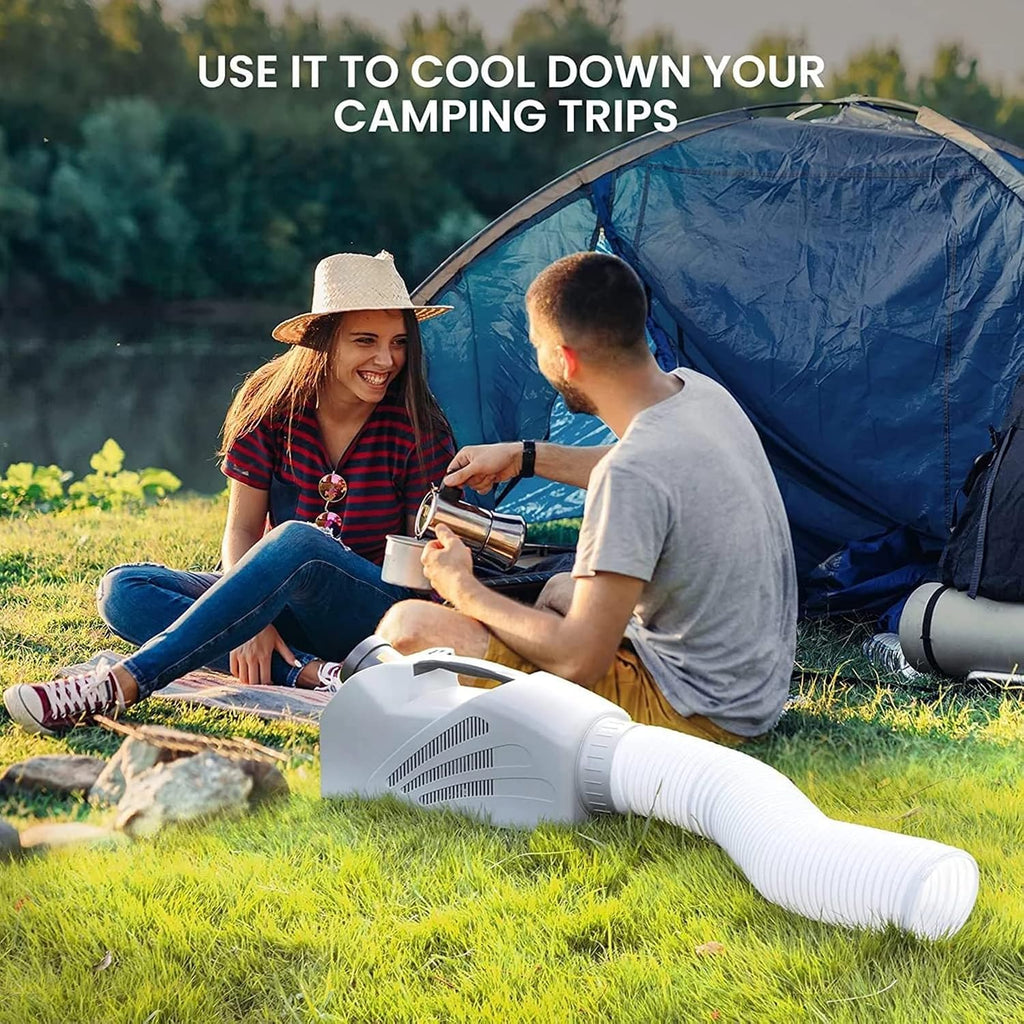  Climatiseur Portable Avec Double Système De Tuyau, 3 Vitesses De Vent Pour Le Camping, La Tente, Le Camping-car, La Voiture Et Le Confort Des Voyages