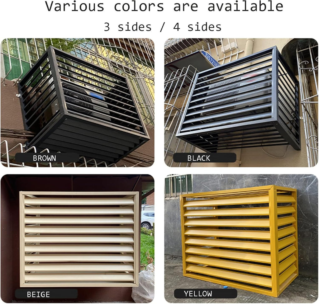 GENERIC Écran De Clôture Pour Climatiseur Extérieur – Volets En Alliage D'aluminium Et Support De Plantes Anti-corrosion Pour Unité De Climatisation – Noir Taille 1,5
