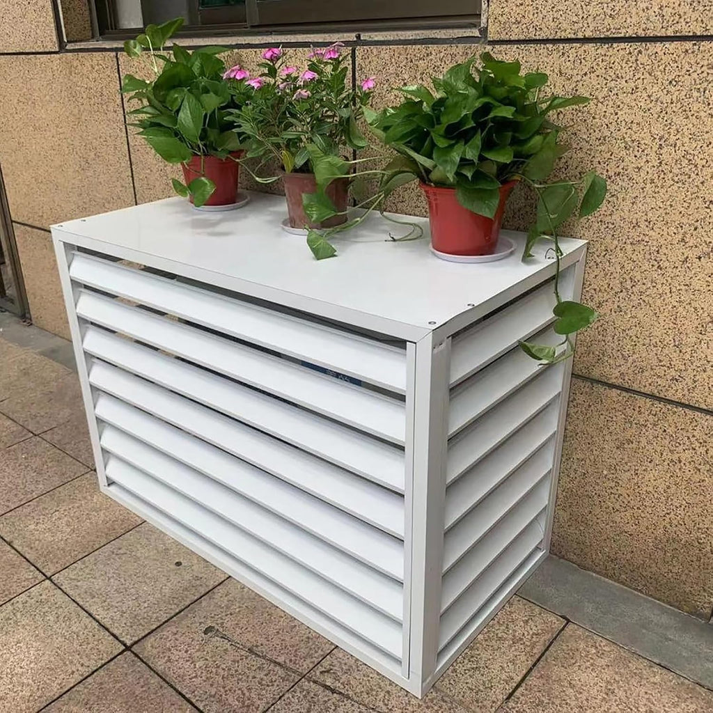 GENERIC Housse De Climatiseur En Aluminium Et Extérieur – Support Décoratif Pour Unités De Climatisation Et Pompes à Chaleur – Boîtier De Poubelle Autoportant – Protection Contre Les Intempéries Pour Les