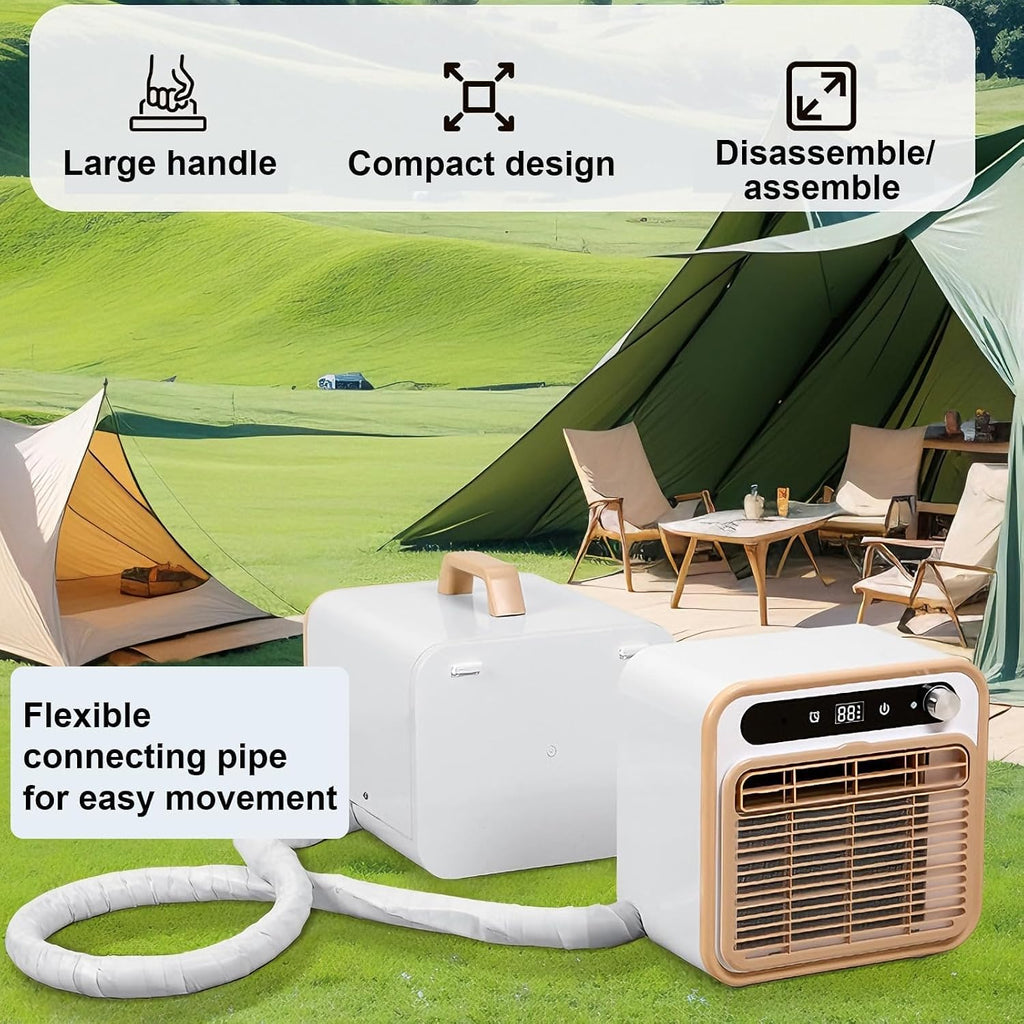  Climatiseur Portable Split Silencieux, 500000 BTU Unité De Camping Tranquille Avec WiFi Et Télécommande, 130m3/h Airflow, 12H Minuterie, Utilisation Multi-scènes Pour La Chambre à Coucher/Bureau/R