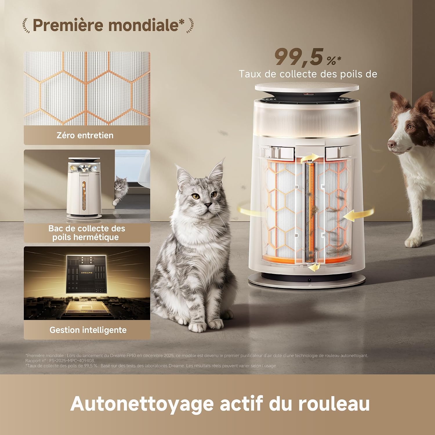  DREAME FP10 Purificateur, Autonettoyage Actif, LoopBoost, Nettoyage 360°, Double Action CataFresh, Filtration 6 Couches, Spécial Animaux, Design Technologique