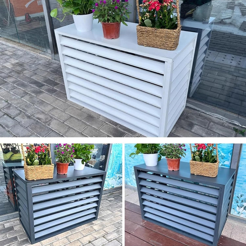 GENERIC Housse En Aluminium à 4 Panneaux Pour Climatiseur D'extérieur Et Poubelle Blanc 110 X 60 X 80 Cm
