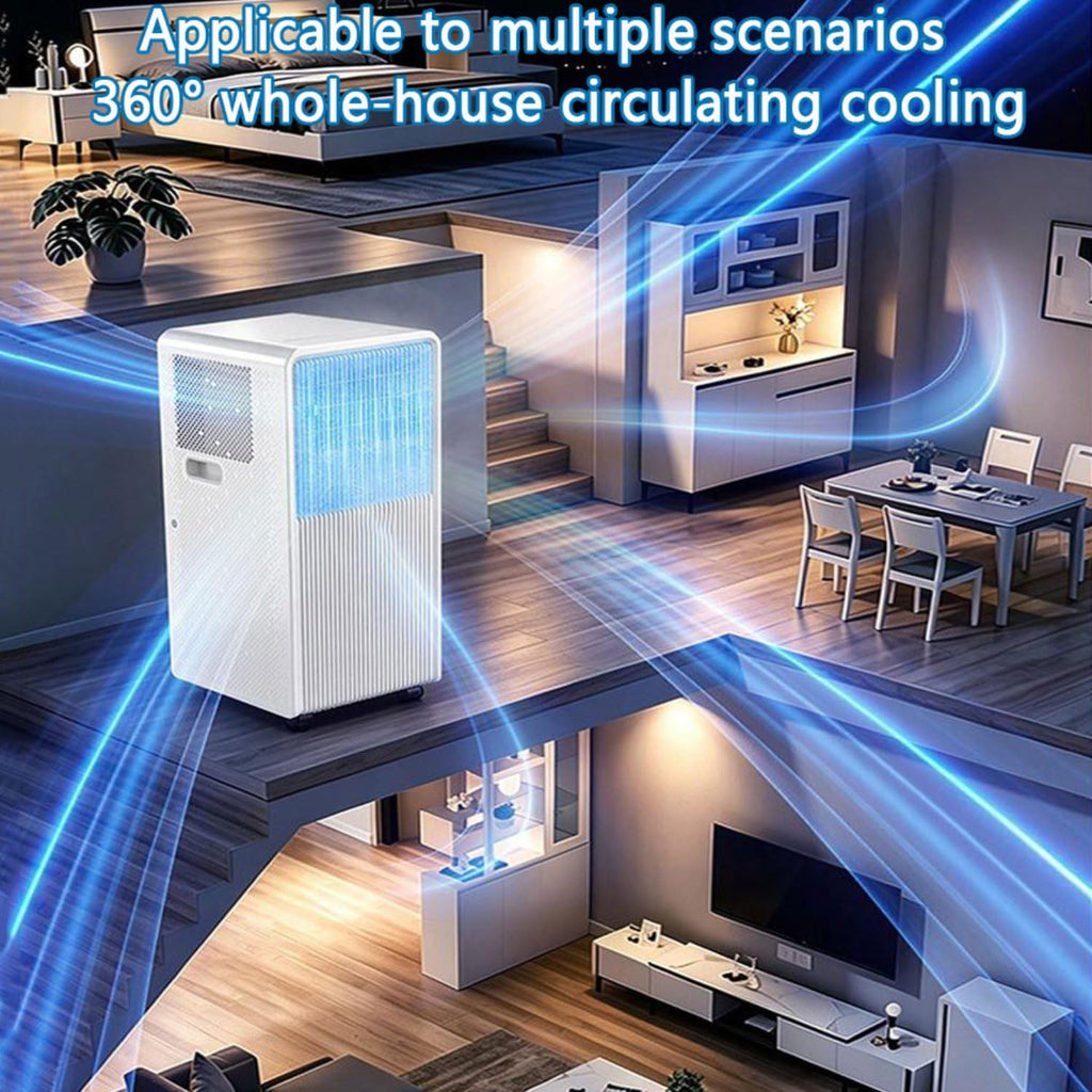  Climatiseur Portable Pour 300 Sq.Ft, Unité Intelligente AC Silencieuse Avec Déshumidificateur, Mode Veille, Télécommande, Minuterie 24H, Idéal Pour Chambre à Coucher, Bureau, Appartement