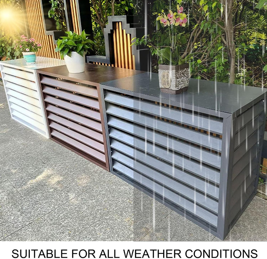 GENERIC Clôture En Aluminium Pour Climatiseur Avec Couvercle – Extérieur Pour Climatiseurs – Marron 110 Cm – Solution De Dissimulation Extérieure Pour Climatiseurs