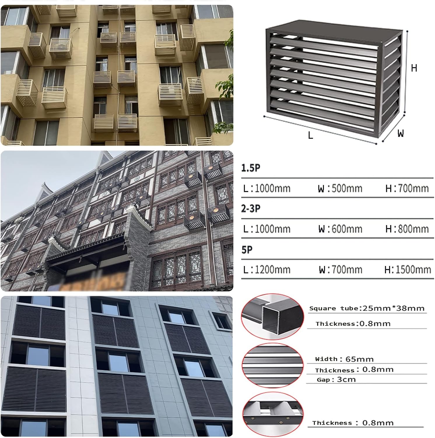 GENERIC Housse De Protection Décorative Pour Climatiseur Extérieur, Protection Contre Les Intempéries, Pour Unités Centrales De Climatisation Et Poubelles - Résistante Aux UV Et Imperméable