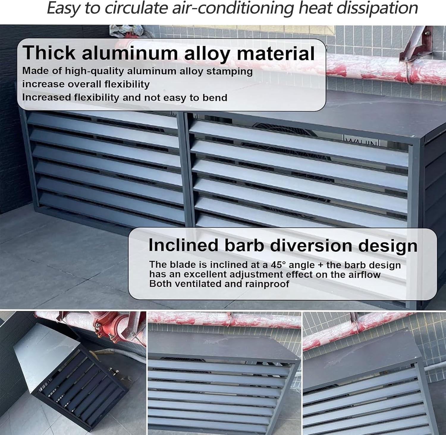 GENERIC Housse Pour Climatiseur Extérieur – Pompe à Chaleur En Aluminium Ion Pour Unités 1,5P/2 ~ 3P/5P, Clôture D'intimité Climatique, Résistante Aux Intempéries, Empêche Le Feuillage Et Les Débris