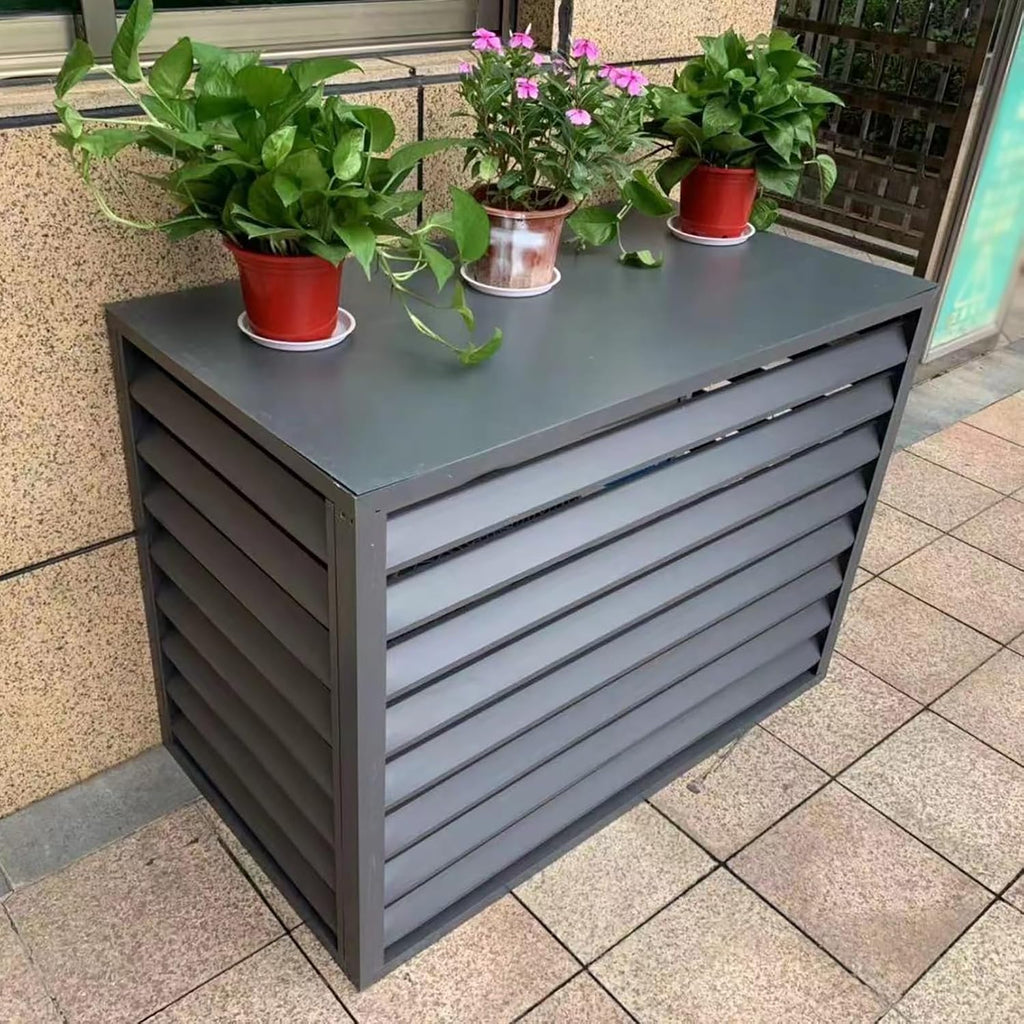 GENERIC Housse De Protection En Aluminium Pour Climatiseur Et Clôture De Confidentialité Décorative Pour Extérieur - Condensateur CA - Pour Pompe à Chaleur - Design Résistant Aux Intempéries