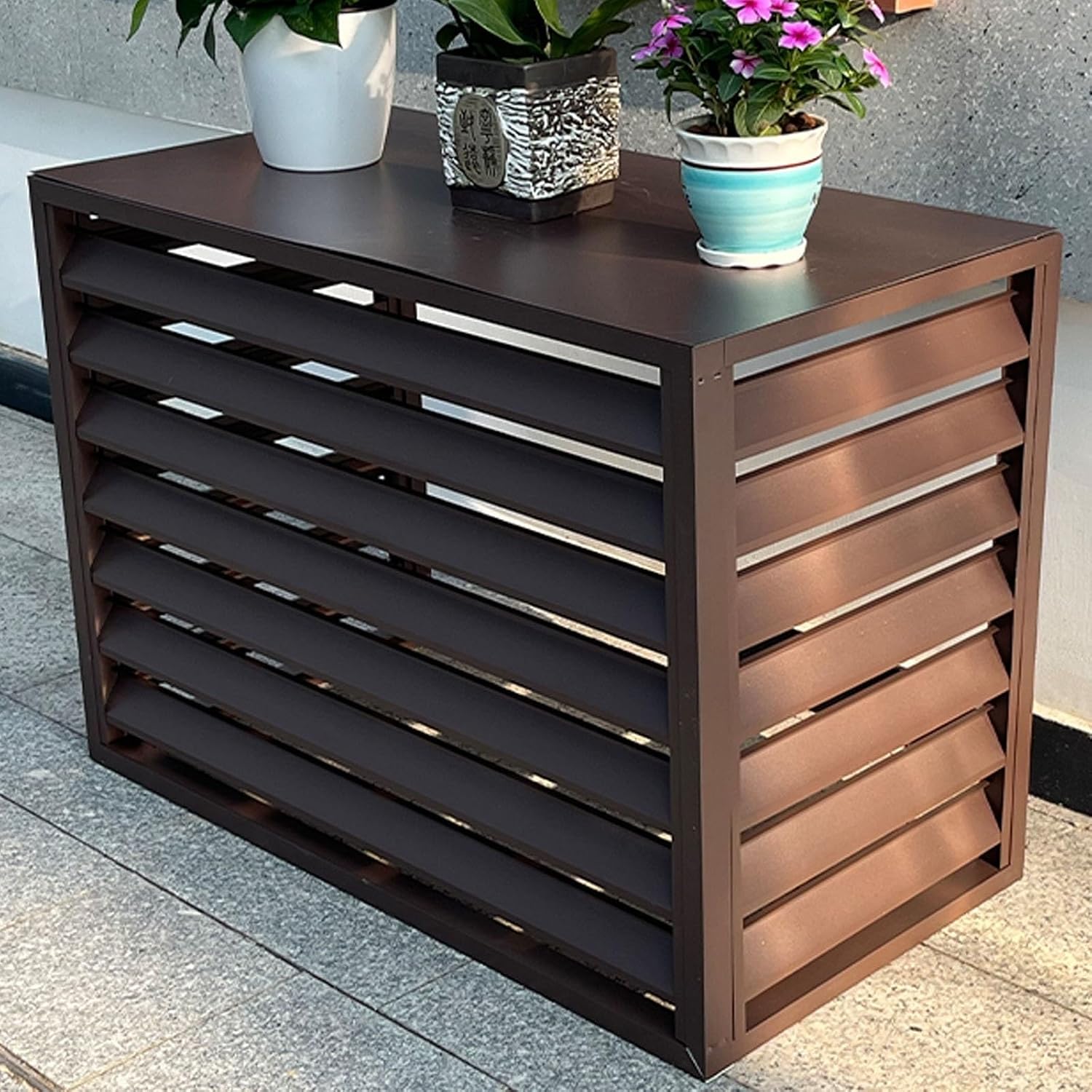 GENERIC Housse De Protection En Aluminium Pour Pompe à Chaleur Extérieure Et Intérieure - Clôture élégante En Alliage D'aluminium Pour Dissimuler Le Climatiseur - Protection Contre Les Intempéries Pour La