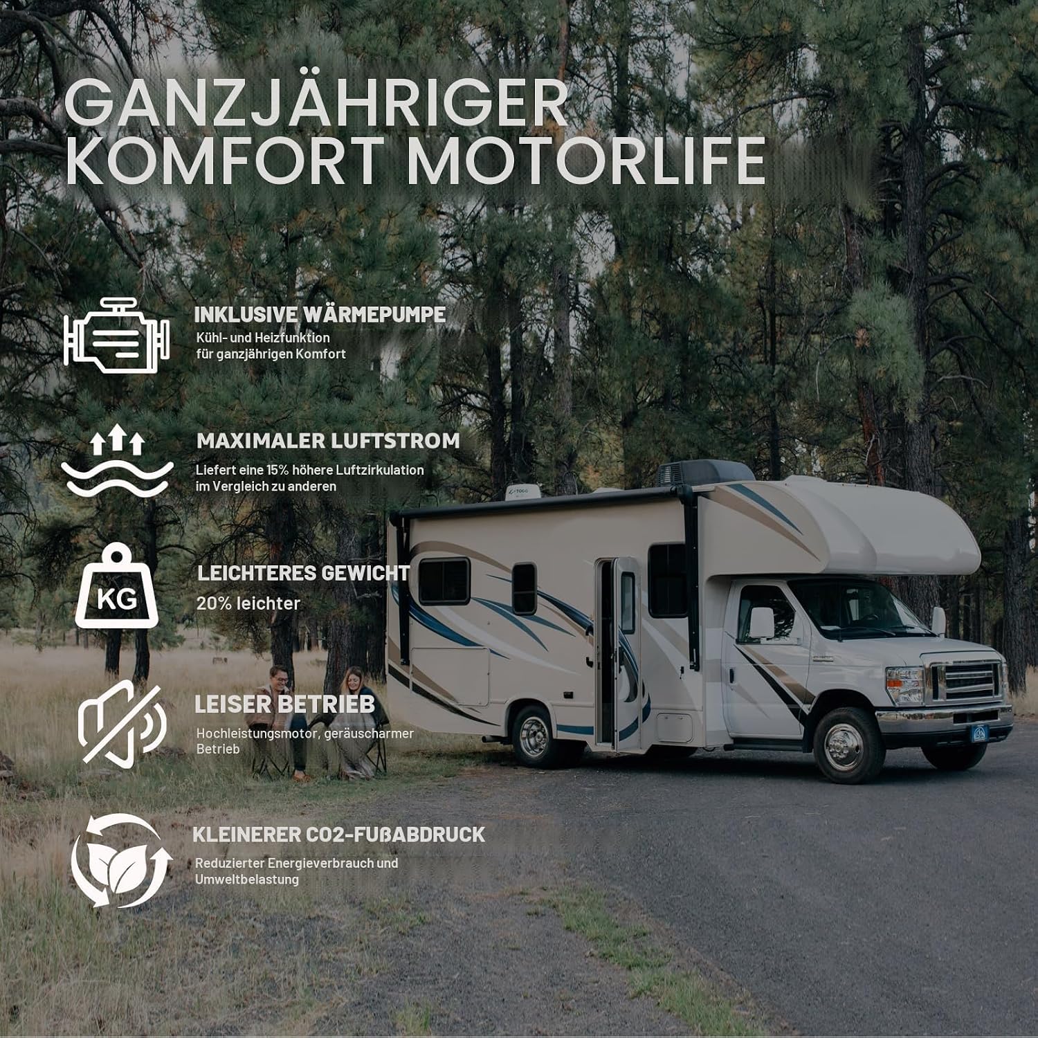  12V DC RV Climatisation 9500BTU, Climatiseur De Toit Calme Avec Chauffage, Refroidissement Rapide Et Chauffage Pour Camping-Car Et Camion, Installation Facile, Jusqu'à 50 DB, Stable Et Robuste